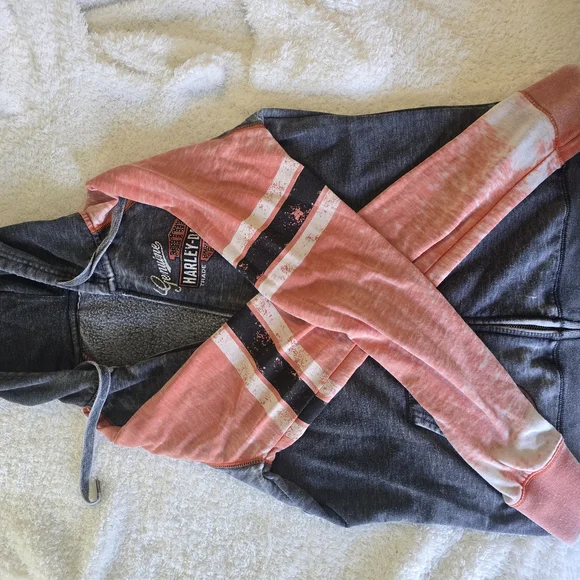 Harley-Davidson Gray and Orange Women's Hoodie - Picture 7 of 10